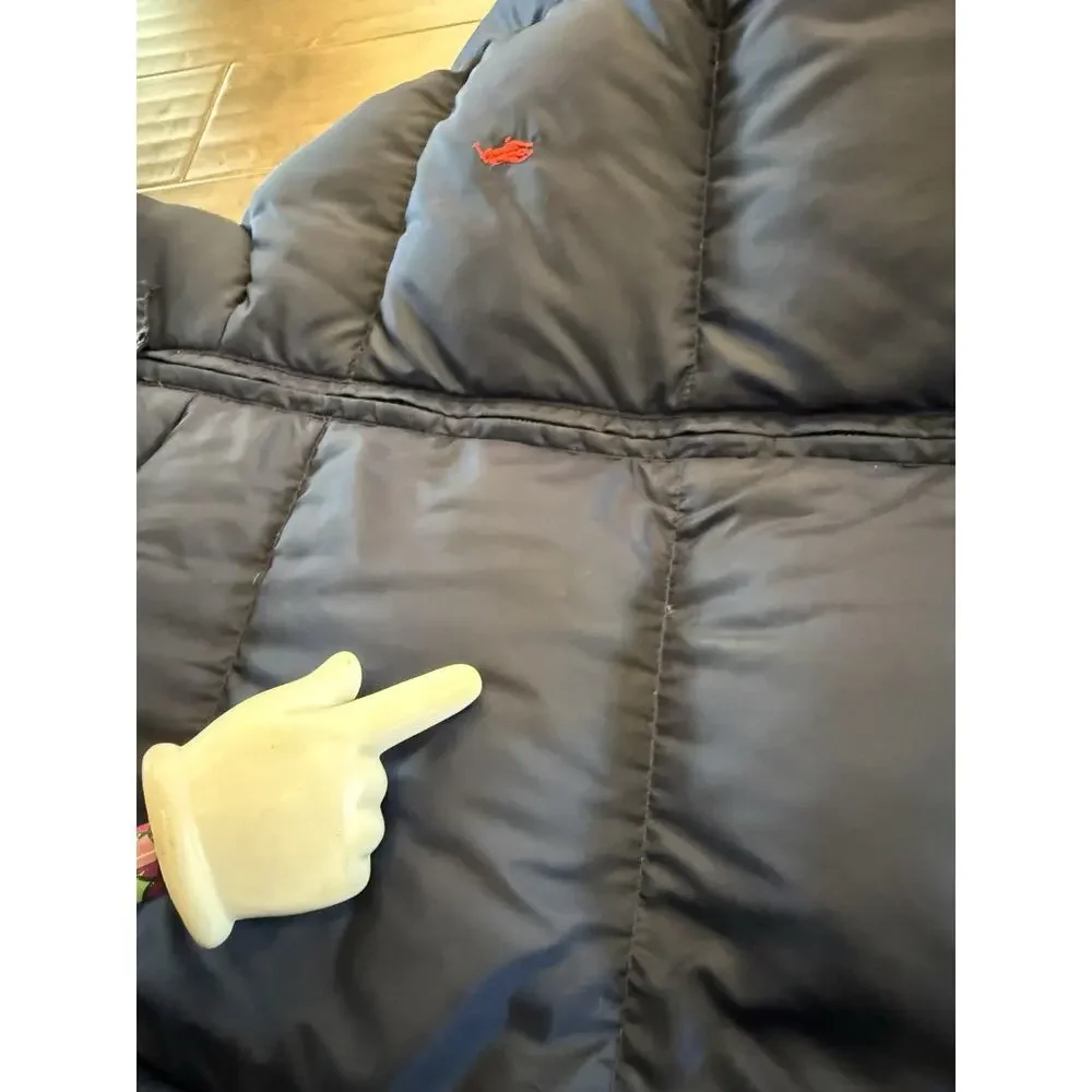 Vintage Polo Ralph Lauren Youth Navy Blue Puffer Down Full Zip Jacket M 12/14